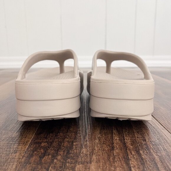 OOFOS OOmega OOlala Sandal Platform Recovery Shoe Comfort Size 9 Nomad Tan Nude - Picture 7 of 13
